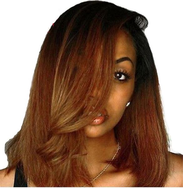Fashion Short Bob Full Lace Human Hair Wigs Remy Hair Ombre 1b 30