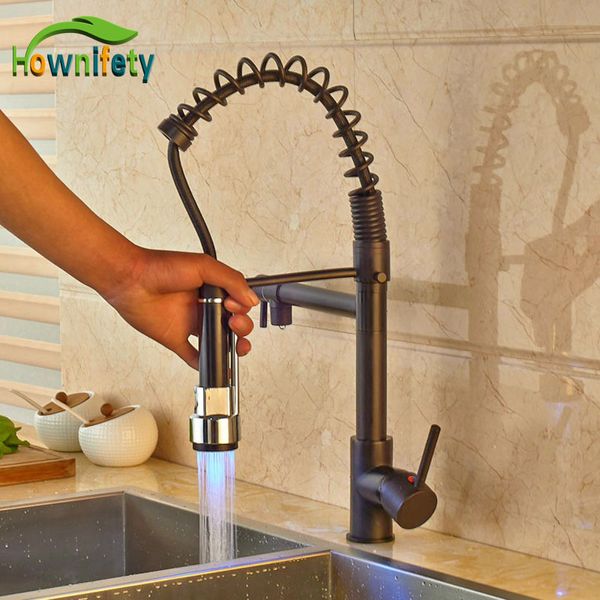 

widespread led light spring kitchen faucet oil rubbed bronze pull out sprayer mixer tap