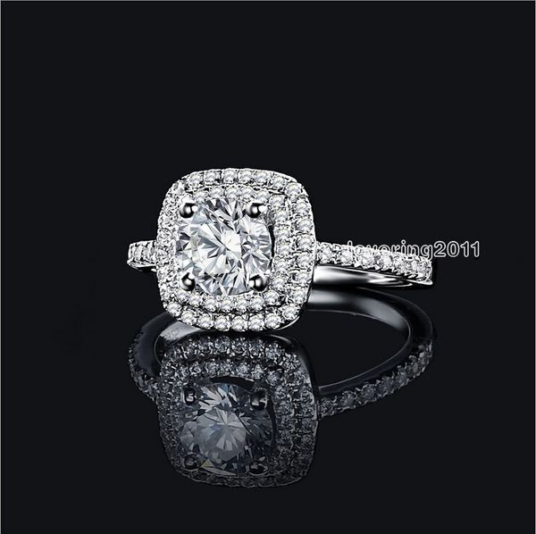 

fashion jewelry 8mm round gem 5a zircon stone 925 sterling silver engagement wedding finger ring for women us size 5-11 gift, Slivery;golden