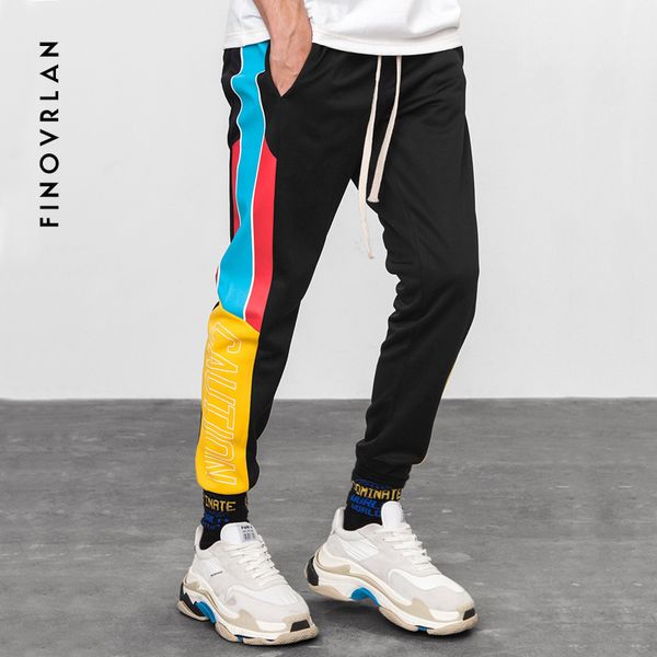 

length new cotton 2018 full spiced style stitching hip pant hip for sweatpants waist men elastic hop mens hop sweatpants jhlxi, Black