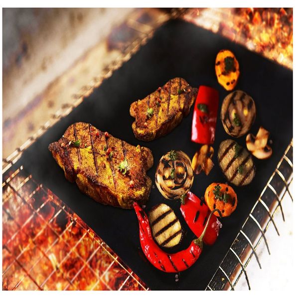 

dhl bbq grill mat pad durable 33*40cm gas barbecue grill mat pad reusable teflon outdoor picnic cooking grill baking mats pad