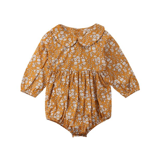

pudcoco newborn baby girl flower long sleeve casual cotton bodysuits kids autumn jumpsuit playsuit clothes 0-24m, Blue