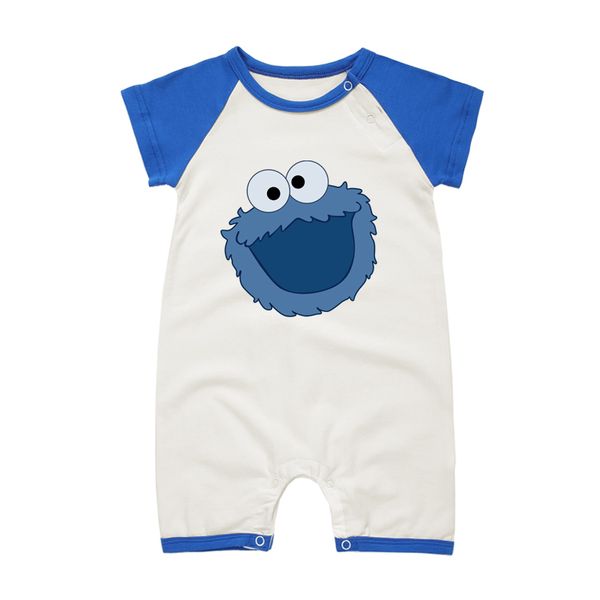 

baby girls boys summer jumpsutis short sleeve infant cotton rompers cookie monster clothing set for newborn babies 100% cotton, Blue