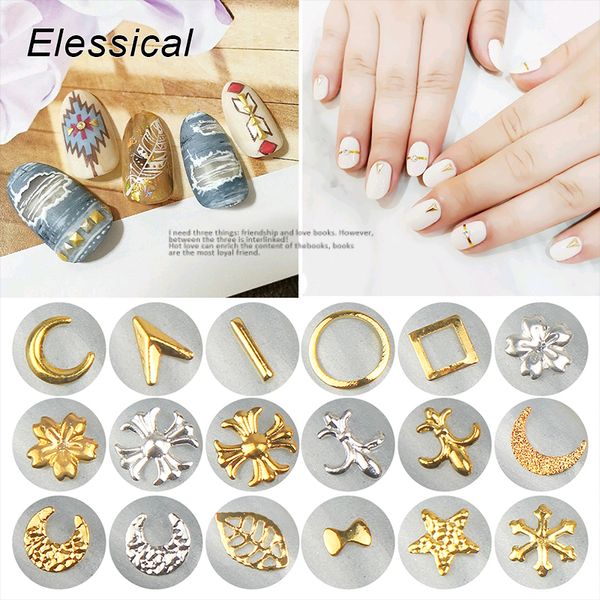

elessical 100pcs/lot copper nail stud gold silver metal nail art charm 3d diy tiny rivet for nails tip decoration ma0581-ma0719, Silver;gold