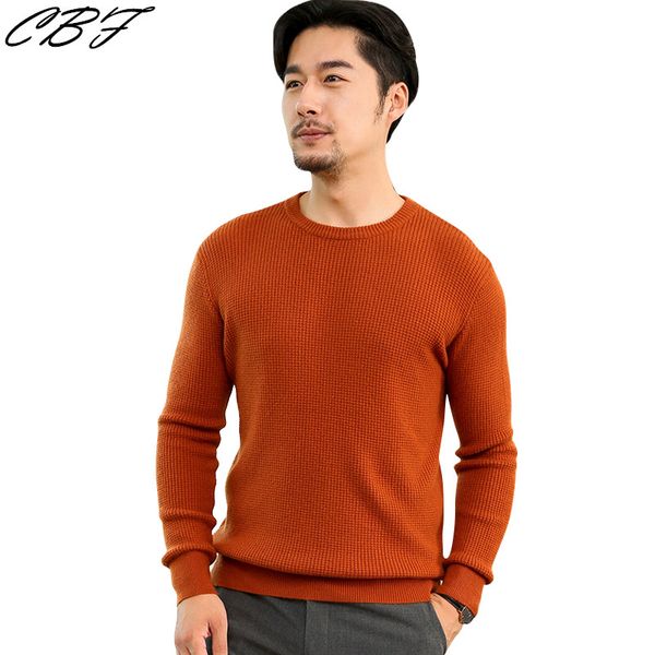 

cbf men's knitted pure cashmere sweater circular collar solid color corn grain decoration high-quality pullover, White;black