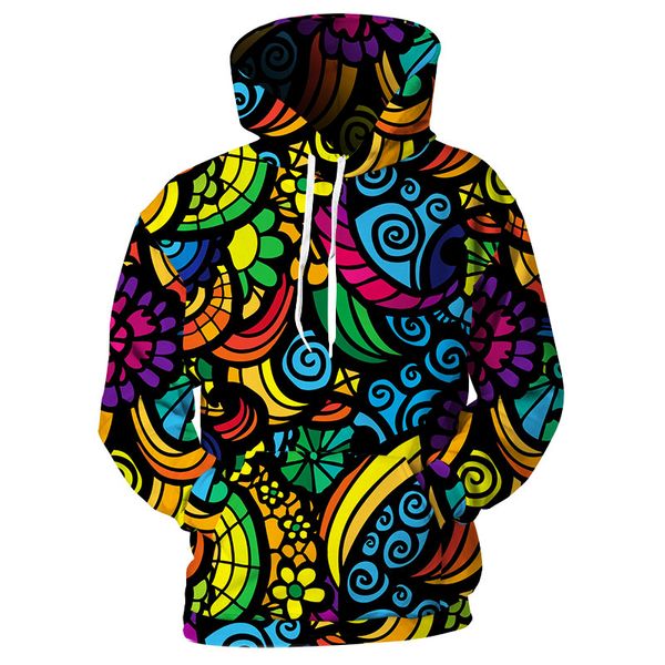 

новые моды красочные цветы смешные 3d печати толстовки мода одежда женщины мужчины толстовка толстовки повседневный пуловеры k15, Black