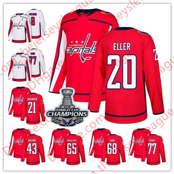 

washington capitals 2018 #13 jakub vrana 18 chandler stephenson 20 lars eller 22 madison bowey white home red stitched hockey jerseys s-60, Black;red