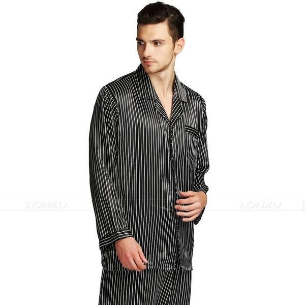 

Mens Silk Satin Pajamas Set Pajama Pyjamas PJS Sleepwear Set Loungewear U.S,S,M,L,XL,XXL,3XL,4XL Plus Striped