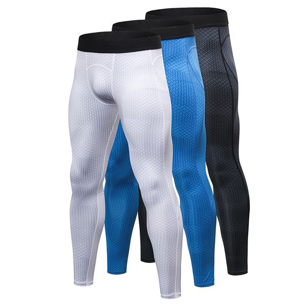 

2018 new men compression sport running tights men's running pants gym fitness training sport jogging men slim trousers, Black;blue