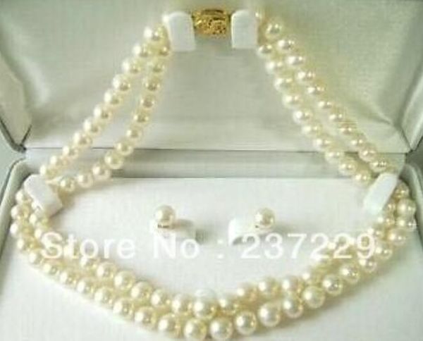 

^^^^7-8mm rare freshwater pearl necklace earring set 17 ", Black