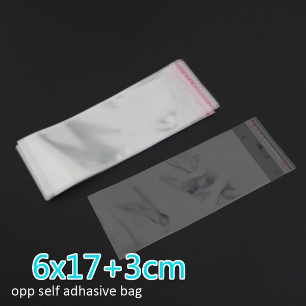

500pcs clear resealable bopp/poly / cellophane bag 6x17+3cm transparent opp gift bags plastic packaging bags self adhesive seal