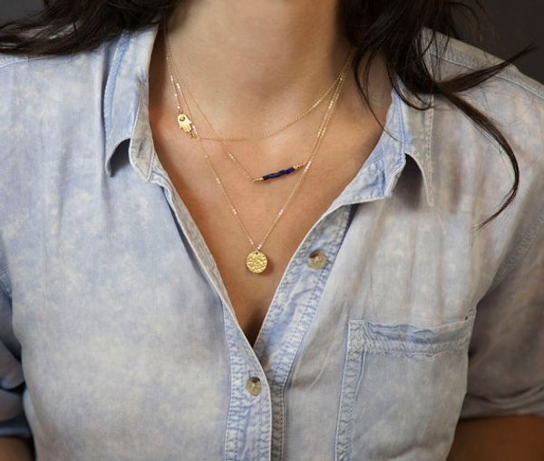 

three layering necklace, hand of fatima necklace ,silver or gold layering necklaces, sideways hamsa necklace