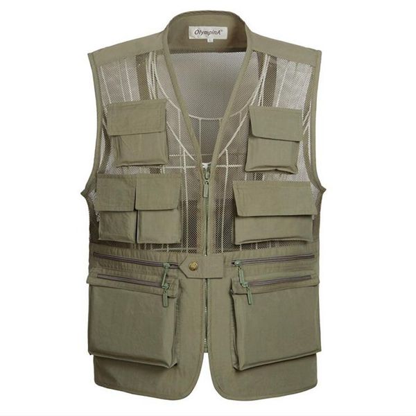 

casual summer breathable mesh vest men fast dry pgrapher sleeveless jacket lightweight quick dry multi-pocket bicycle vest, Black;white