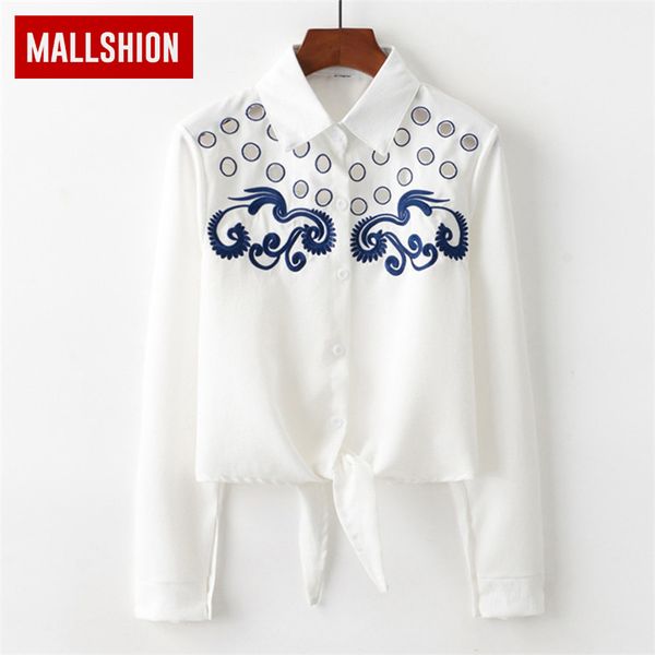

mallshion embroidery white blouses women long sleeve elegant hollow out summer office women blouse 2018 ladies
