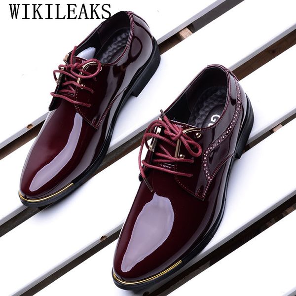 

2018 formal men shoes zapatos hombre casual sapato masculino dress wedding shoes patent leather men oxford for, Black