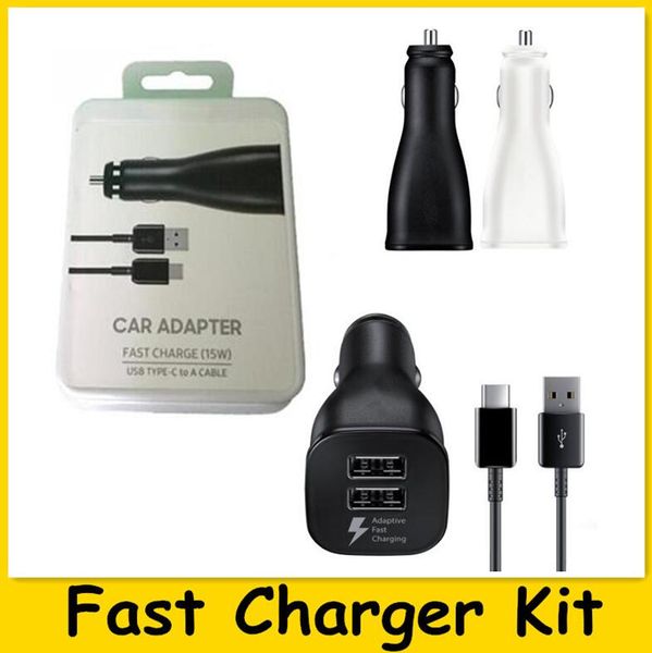 

fast dual usb car charger for samsung galaxy s8 plus note8 adaptive quick charging car charger with type-c cable