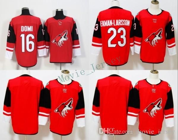 

New Season Arizona Coyotes Ice Hockey #16 Max Domi Jersey Red 23 Oliver Ekman-Larsson 19 Shane Doan Blank Black White Jerseys
