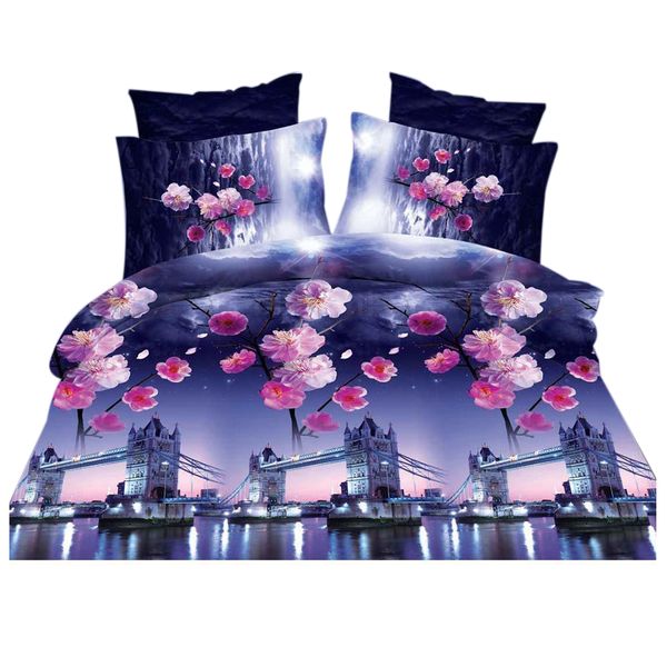 

4 pcs 3d bedding set plum blooming  duvet cover bed sheet pillow cases