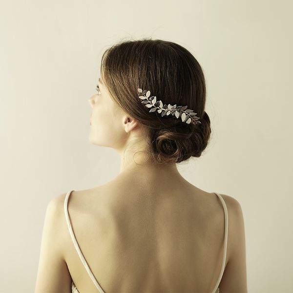 Vintage düğün başlıkları saç aksesuarları altın/gümüş yaprak gelin saç tarağı kadın saç takı gelin takı bw-hp843