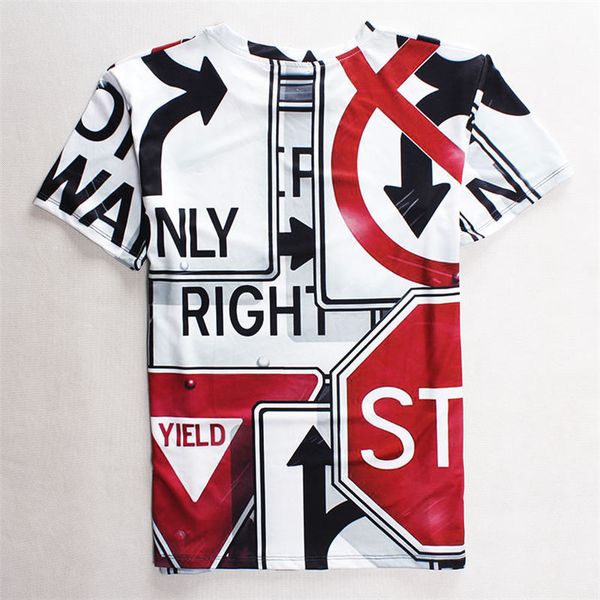 

designer t shirt 2018 summer fashion mens 3d t shirt novelty clothes print traffic signs casual t-shirt stylish t shirt mens, White;black