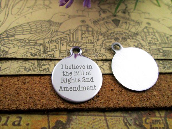 

40pcs--"i believe in the bill of rights 2nd amendment"stainless steel charms more style for choosing diy charms pendants for neckl, Bronze;silver
