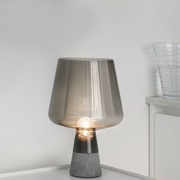 

modern table lamp nordic glass cement bedside table light study room living room desk lamp standing light fixtures