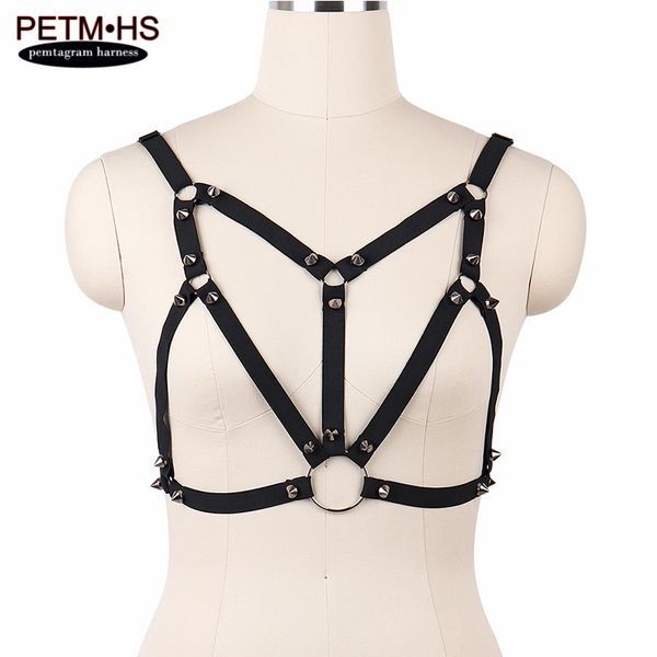

punk goth spike dress womens body harness cage bra black bondage lingerie fetish erotic burlesque dress garter belts, Black;white