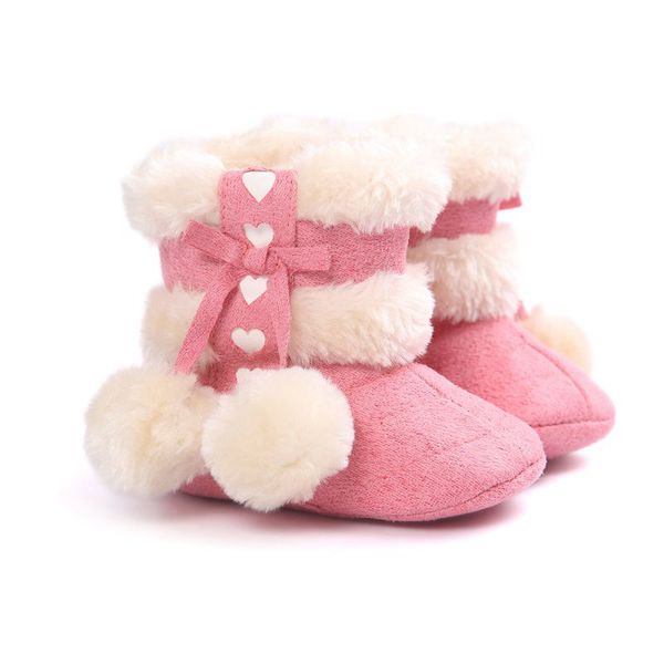 

winter girls soft plush booties infant slip snow boots shoes warm cute snow baby girl boots, Black;grey