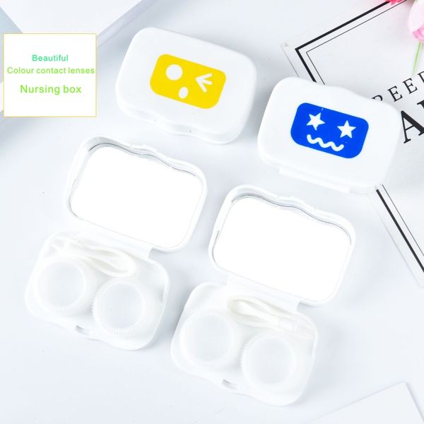 

mini contact lens storage box suit beautiful colour contact lenses nursing box cartoon pictures with mirror etc small size easy to carry