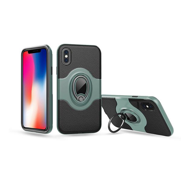 

litchi grain tpu+pc hybrid case for iphone 10 bracket case shockproof armor case for samsung s9 bag shell