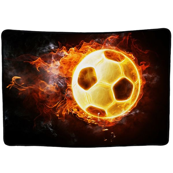 

ehomebuy fashion 3d blanket black printed blankets football on fire flannel bed soft portable washable home sofa decoration