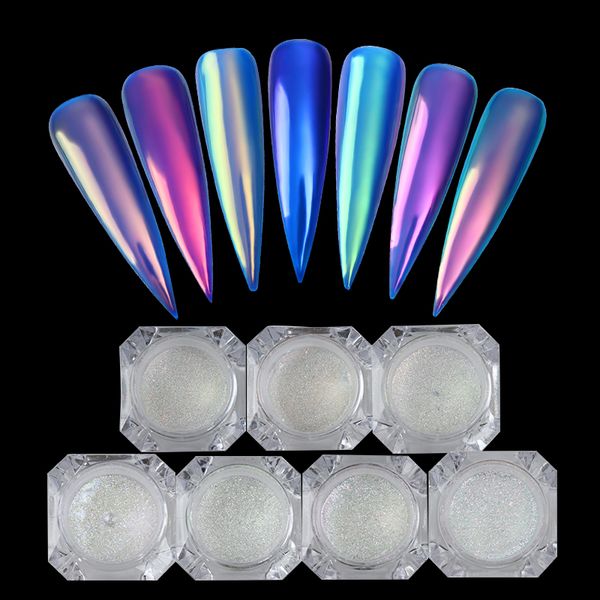 

0.2g chameleon neon ab color mirror nail powder mermaid effect color manicure chrome for nail art pigment powder, Silver;gold