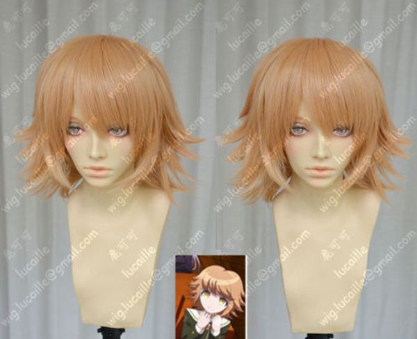 

danganronpa fujisaki chihiro orangish orange styled cosplay party wigs>>100% brand new fashion picture full lace wigs, Black