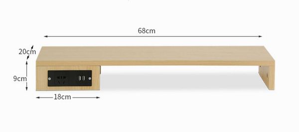 

68*20*9cm multipurpose usb computer displayer rack pc monitors support deskrise shelf with socket