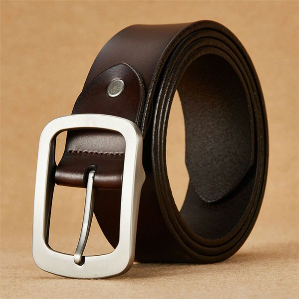 

western auspicious men belts with quality alloy buckle cowskin leather male cinture length 105-125cm cinturones hombre, Black;brown