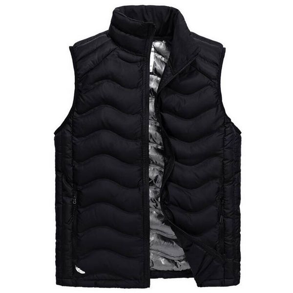 

winter vest men thick warm men's vest jacket mens waistcoat for men colete masculino stand collar casual plus size -4xl, Black;white