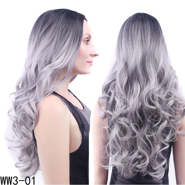 

new arrival ombre colors hair jewelry 300g 60cm synthetic hair accessories extension wear as big wave wigs, Golden;white