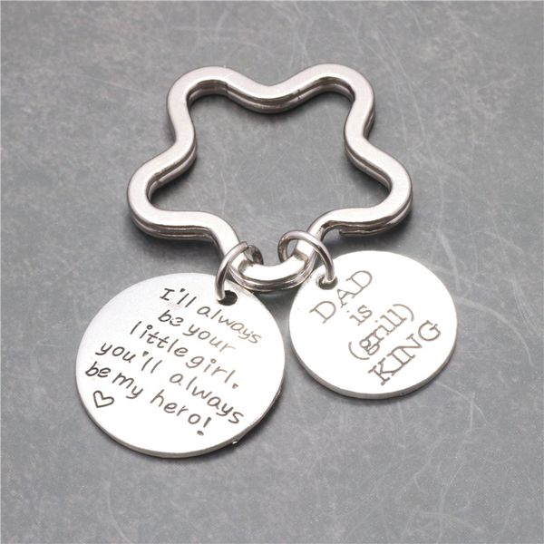 

dad i'll always be your little girl,you'll always be my hero keychain dad is (grill) king daddy family father's day gift keyr, Silver