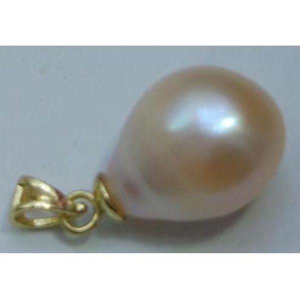 

natural baroque white 11x9 mm pearl south sea pendant 14k gold 17-18 inch, Silver