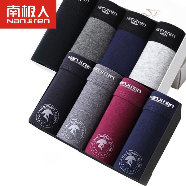 

mens underwear boxers shorts solid color fashion u convex corners cotton male cueca boxers underpants 4pcs/lots, Black;white