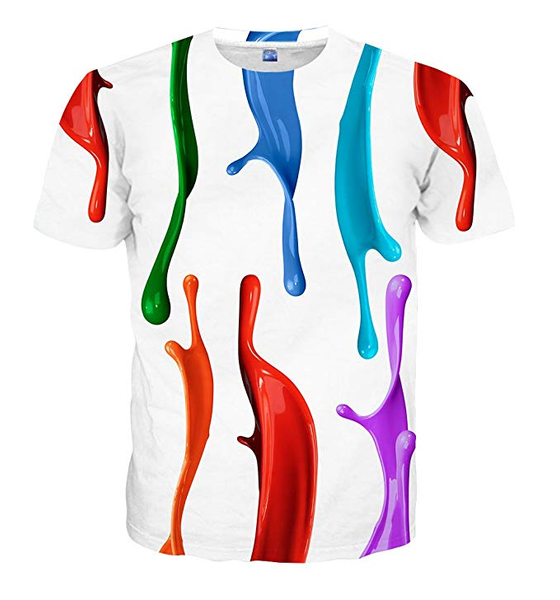 

wholesale-fashion mens/womens summer style hipster rainbow funny 3d print casual t-shirt xb026, White;black
