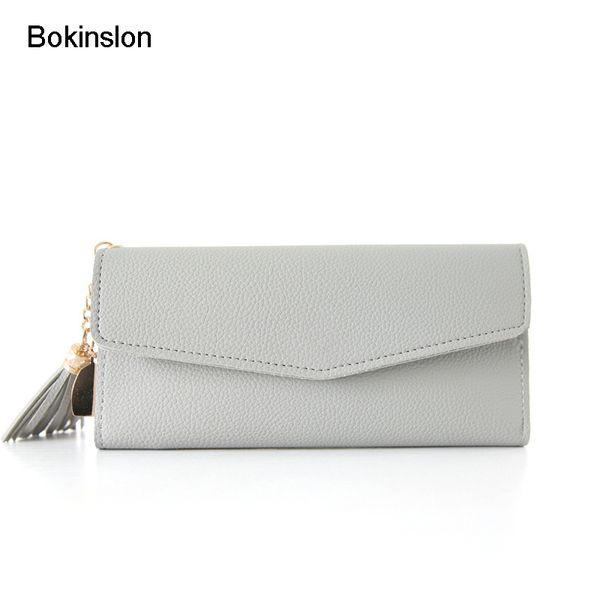 

bokinslon long section wallet woman pu leather simple women wallet simple multifunction female fashion, Red;black