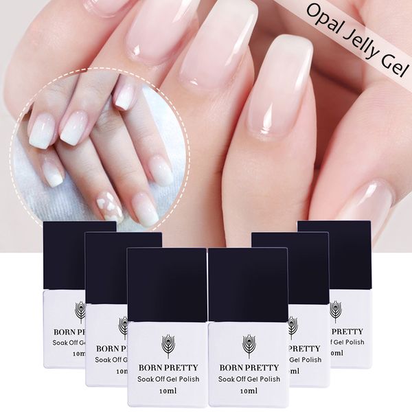 

born pretty opal jelly gel polish 10ml 5ml white soak off uv gel nail polish varnish manicure nail art decoration uv led, Red;pink