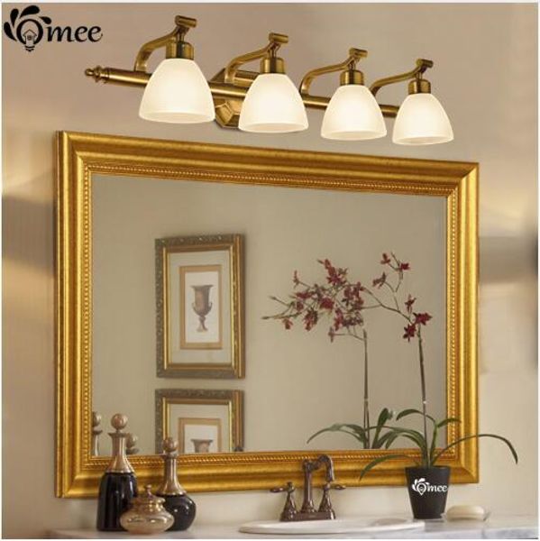 Vintage LED Lâmpada De Vidro, Luzes De Parede, American Clássico Banheiro Vaidade Espelho Lâmpadas Home Bronze Indoor Parede Iluminação