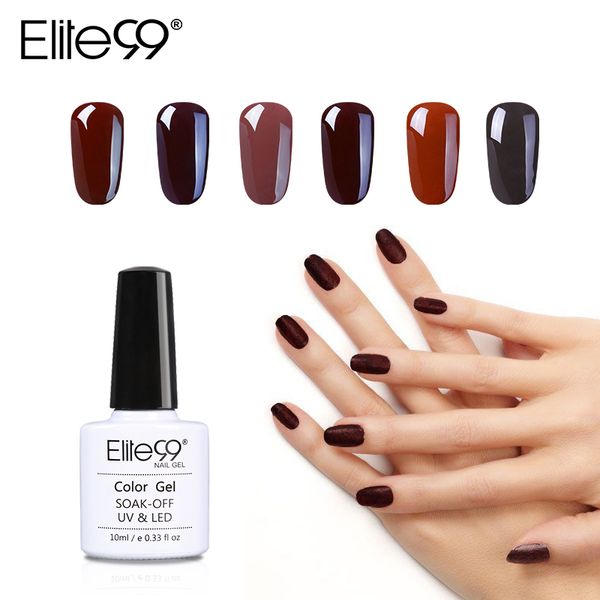 

elite99 10ml uv gel nail polish 12pieces coffee brown series nails gel easy soak off semi permanent gelpolish varnishes, Red;pink