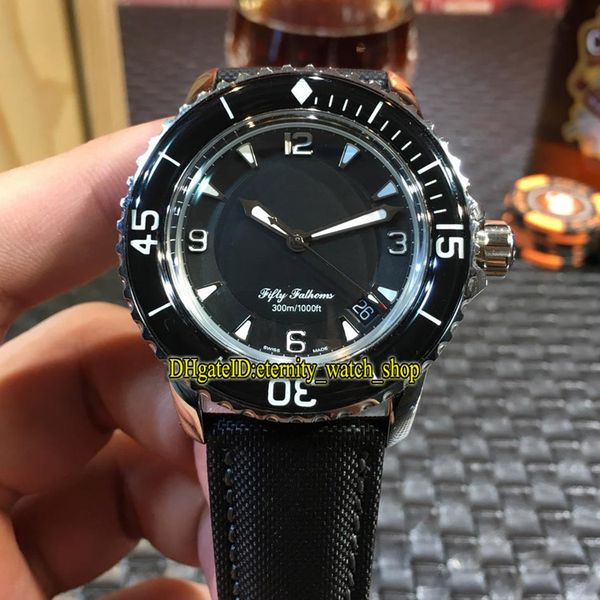 

mm factory new fifty fathoms 5015-1130-52 черный циферблат япония miyota автоматические мужские часы серебристый корпус нейлон волокно кожан, Slivery;brown