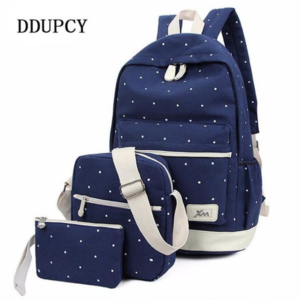 

ddupcy 3pcs/set korean casual women backpack canvas book bags preppy style school back bags for teenage girls composite backpack