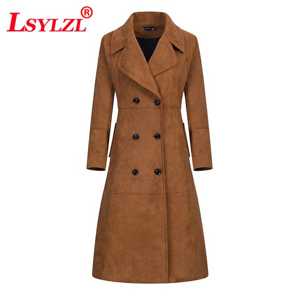 

double-breasted women trench coat 2018 new autumn new brand windbreaker europe america fashion trend slim long trench b684, Tan;black