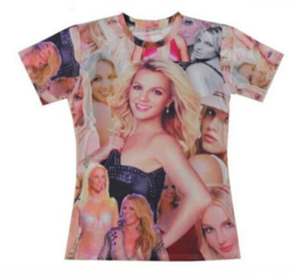 

beauty britney spears women men new fashion summer funny 3d print crewneck casual harajuku t shirt tee q161, White;black