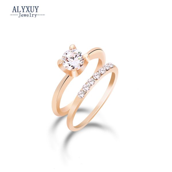

fashion jewelry new gold color cz zircon finger ring set wedding gift for women ladies wholesale r1373, Golden;silver
